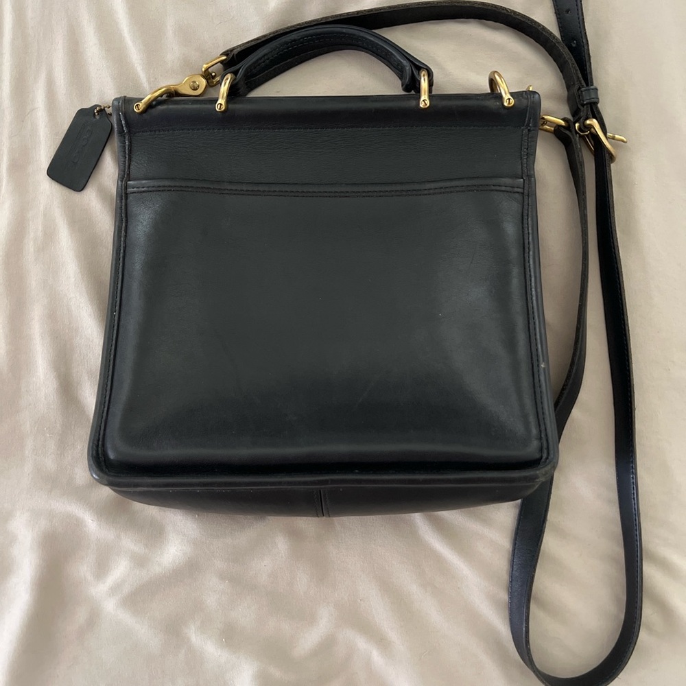 Vintage Coach Black Leather Willis Satchel Crossbody Bag – Authentic USA MADE - Picture 2 of 9